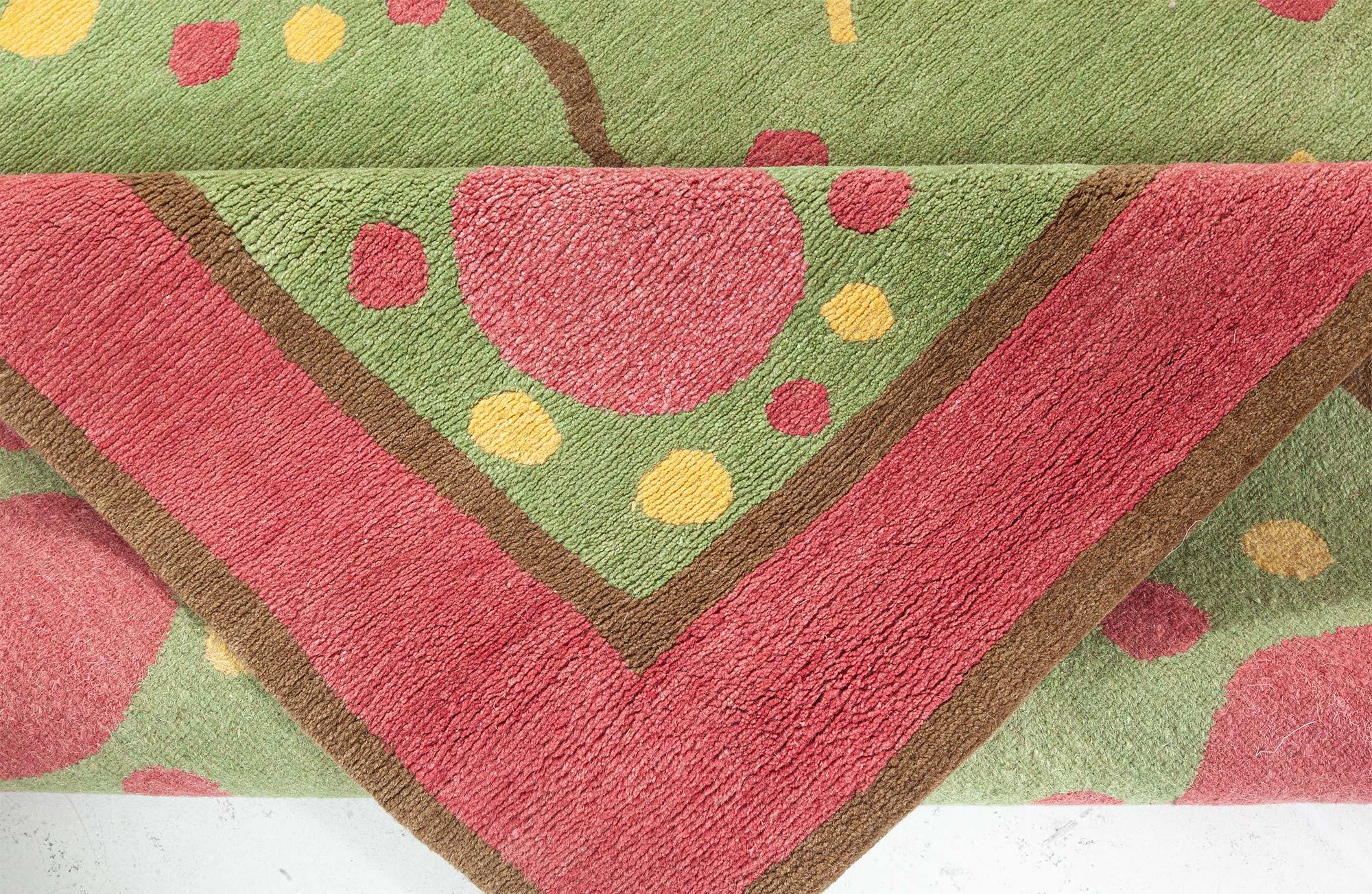 Scandinavian Style Green, Yellow Handmade Rug 37 by Doris Leslie Blau In New Condition For Sale In New York, NY