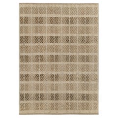 Rug & Kilim's Scandinavian Style Hemp Kilim in Beige, Brown Geometric Pattern