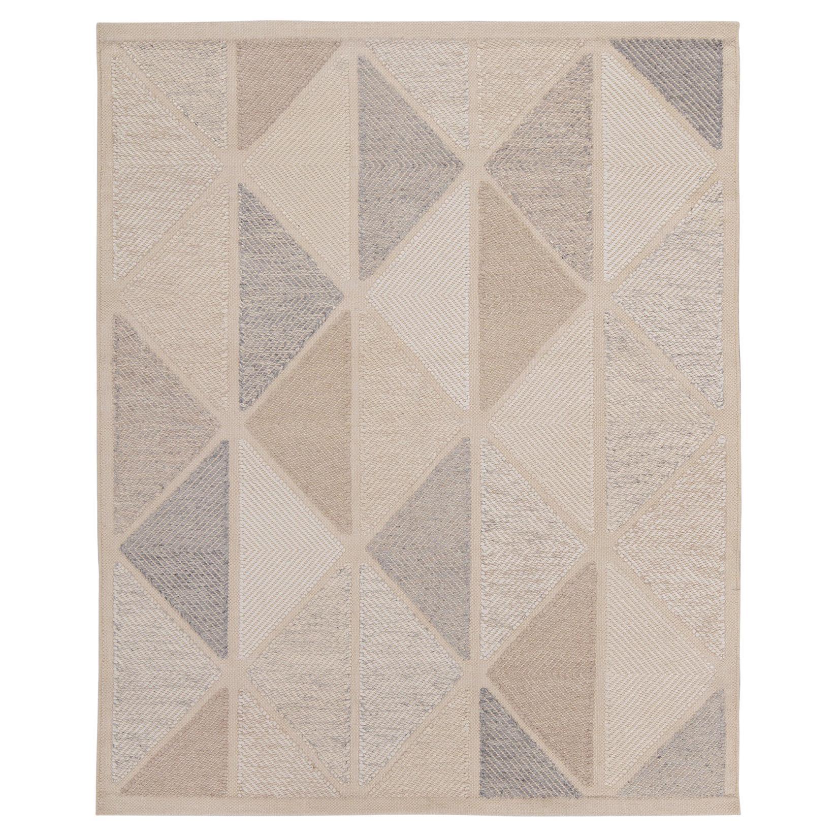 Teppich & Kelim im skandinavischen Stil, Kelim in Beige-Braun, Grau mit geometrischem Muster