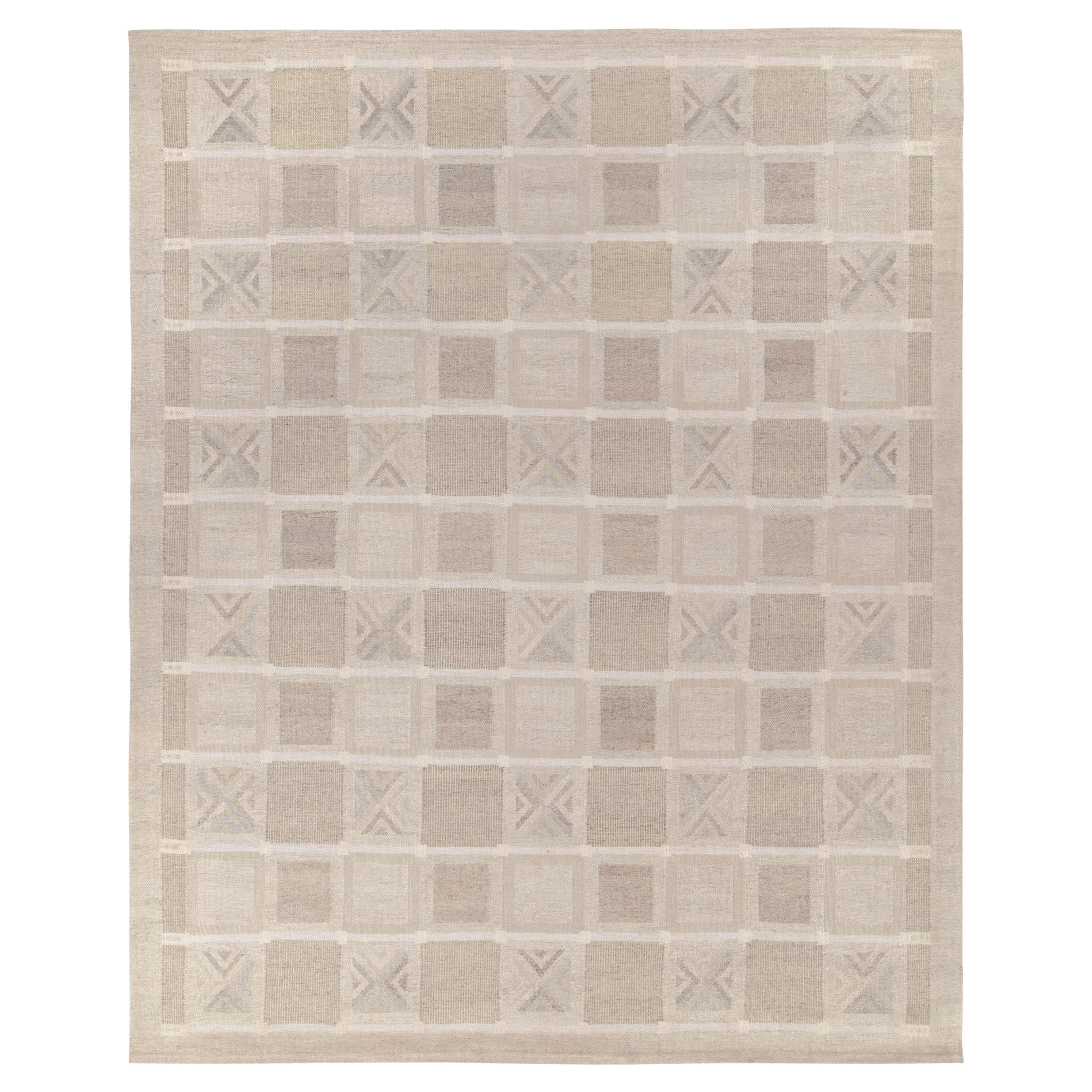 Tapis et tapis Kilim de style scandinave à motif géométrique beige-marron et gris