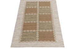 Rug & Kilim's Scandinavian Style Kilim in Beige-Brown, White Geometric Pattern