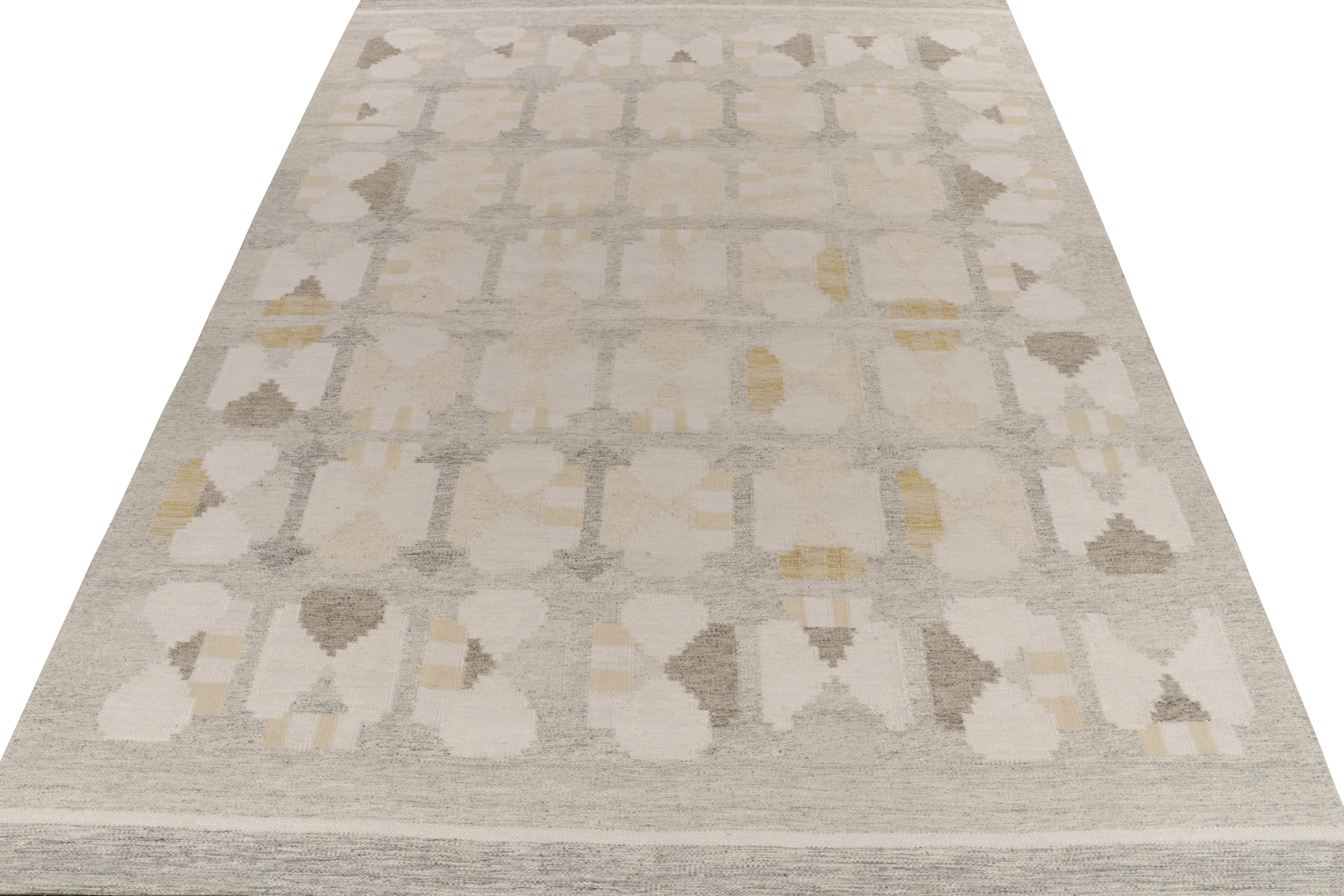 Scandinavian Modern Rug & Kilim's Scandinavian Style Kilim in Beige, White, Black For Sale