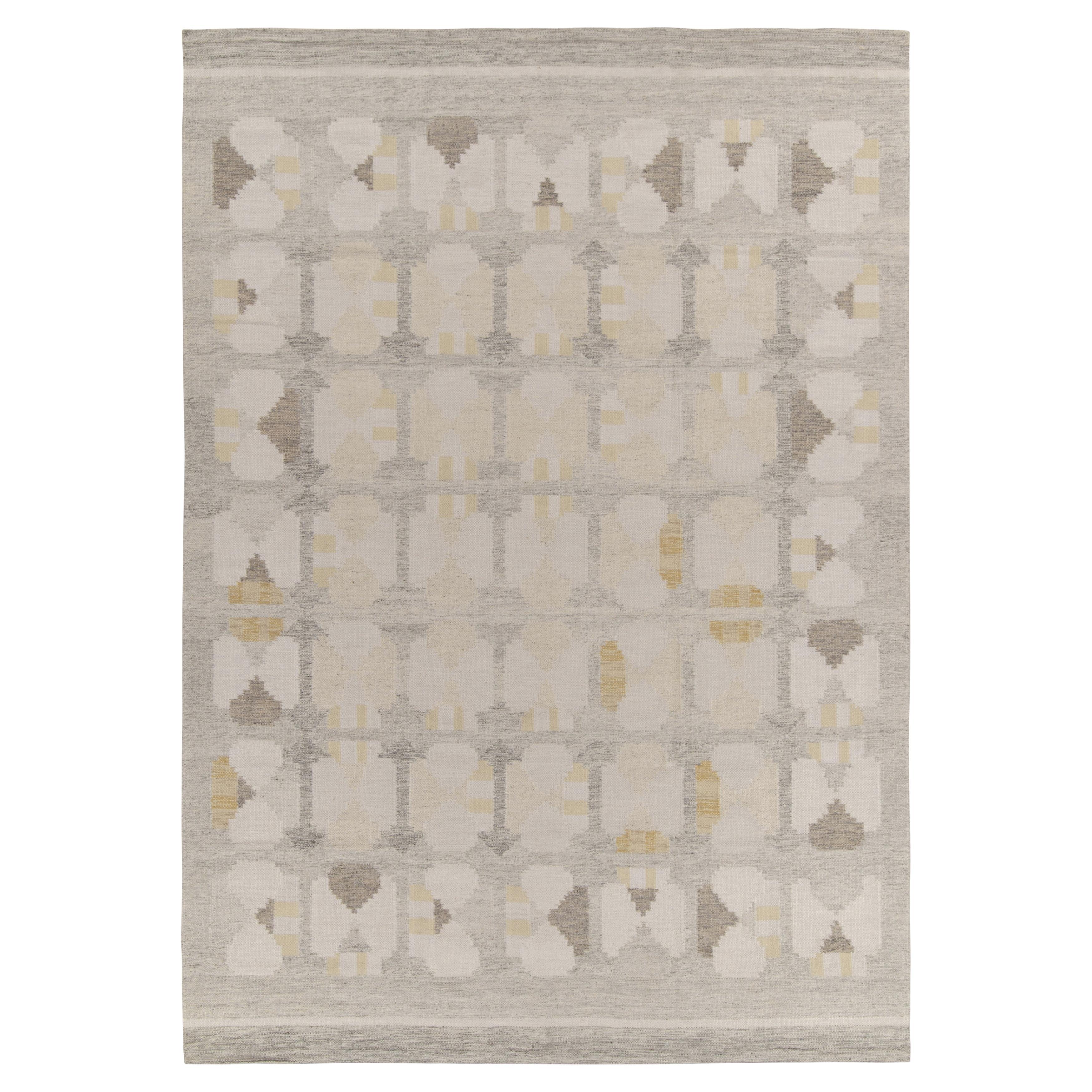 Rug & Kilim's Scandinavian Style Kilim in Beige, White, Black  For Sale