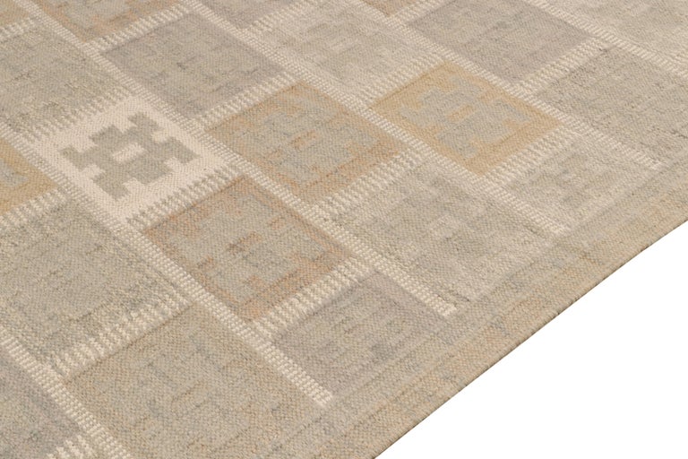 Rug and Kilim's Scandinavian Style Kilim in Gray, BeigeBrown Geometric