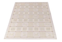 Rug & Kilim's Scandinavian Style Kilim in White, Beige-Brown Geometric Pattern