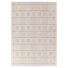 Tapis et tapis Kilim de style scandinave à motif géométrique blanc et beige-marron
