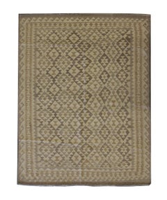 Scandinavian Style Kilim Rug Handmade Carpet Coffee Brown Geometric Rug
