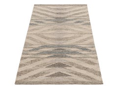 Rug & Kilim's Scandinavian Style Kilim Rug in Beige, Gray Geometric Pattern