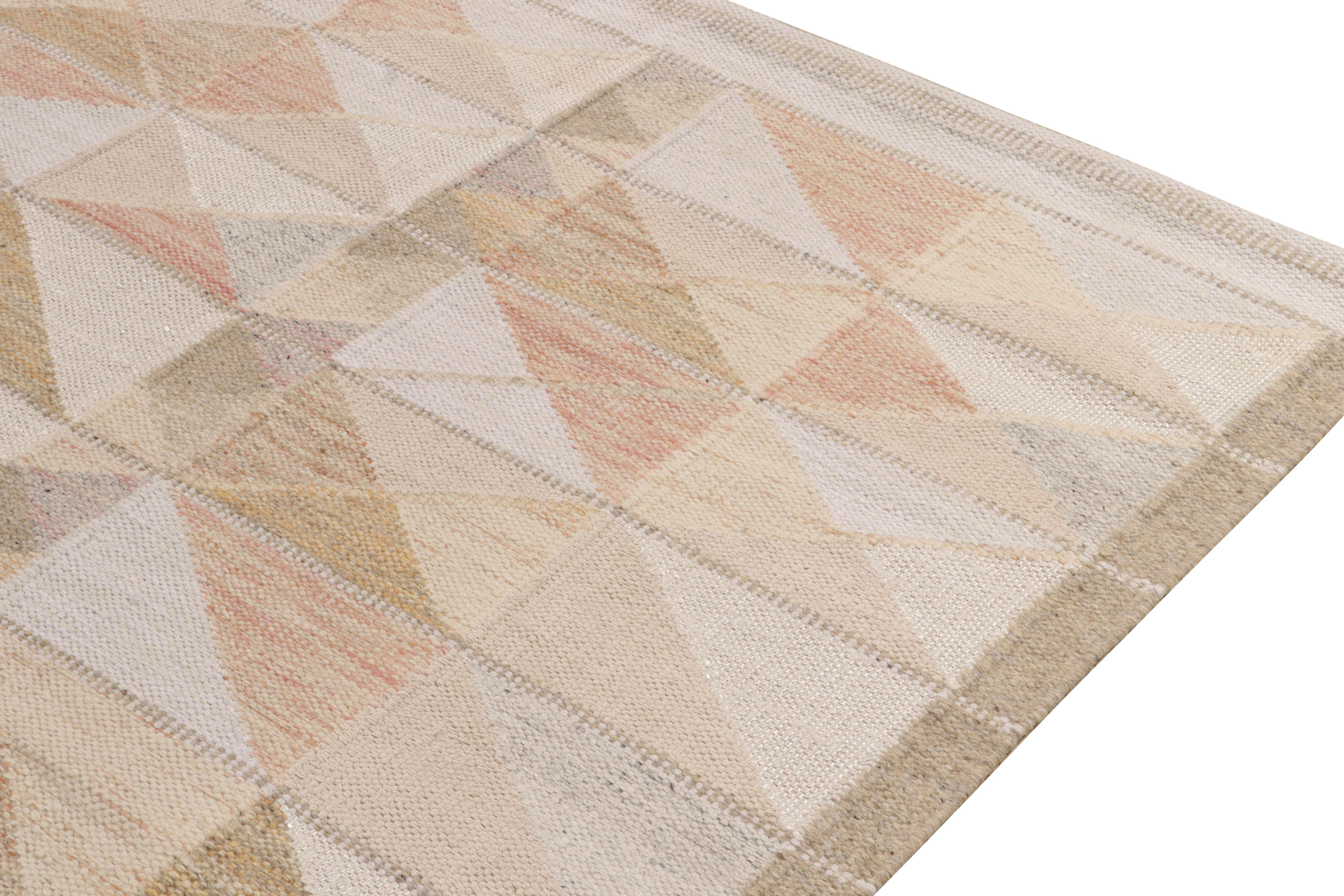 Teppich & Kelim-Teppich im skandinavischen Stil in Beige, Weiß mit geometrischem Muster im Zustand „Neu“ im Angebot in Long Island City, NY