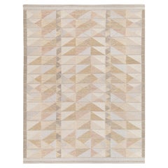 Teppich & Kelim-Teppich im skandinavischen Stil in Beige, Weiß mit geometrischem Muster