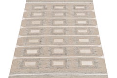 Rug & Kilim's Scandinavian Style Kilim Rug in Beige White, Gray Geometry
