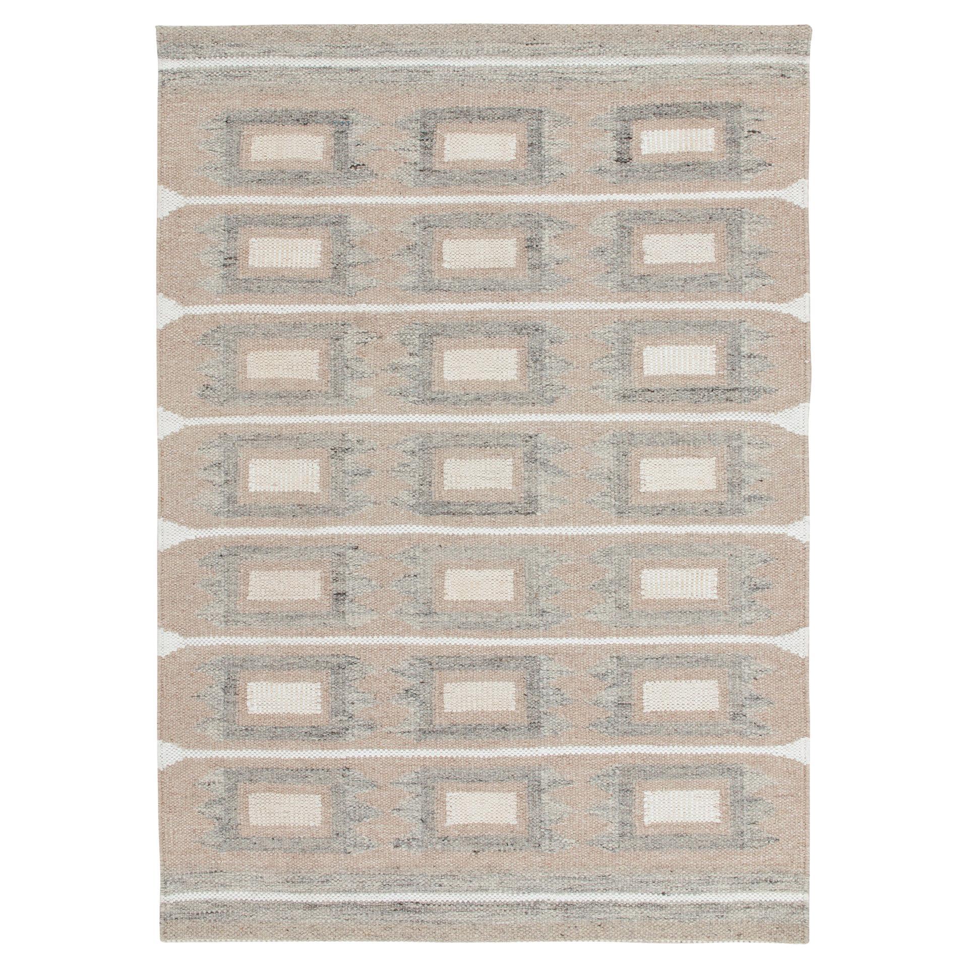 Tapis et tapis Kilim de style scandinave en géométrie beige, blanc et gris