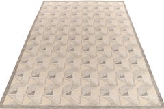 Teppich & Kelim-Teppich im skandinavischen Stil in Blau und Grau mit geometrischem Muster