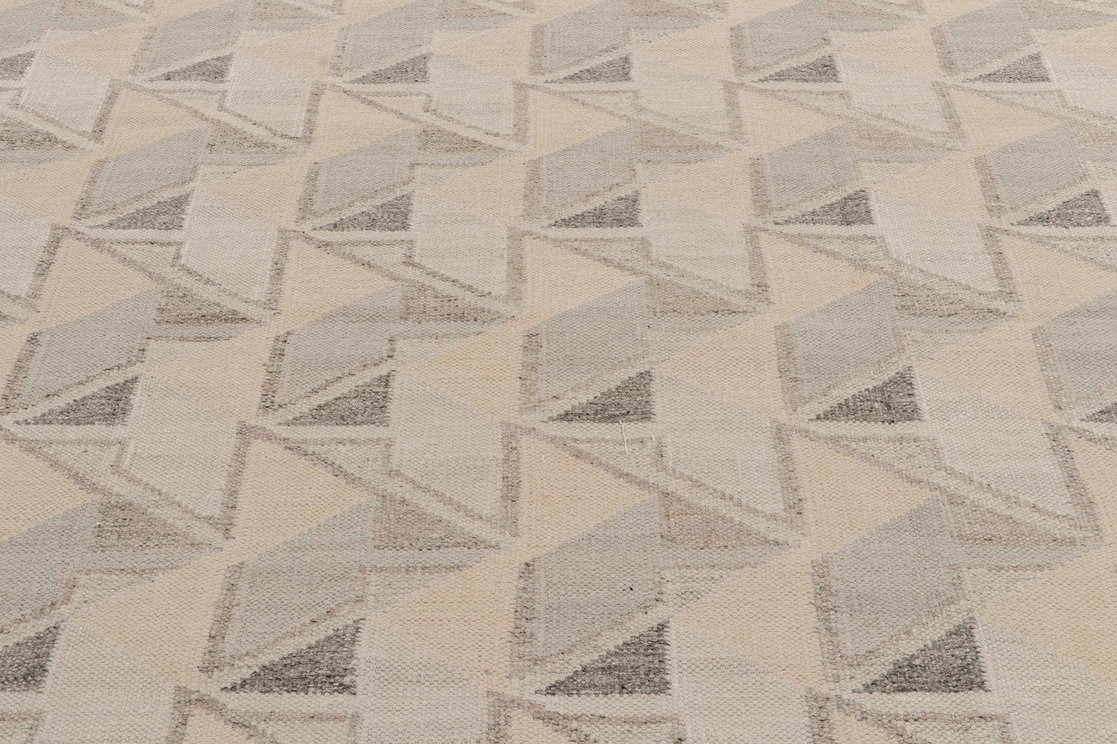 Teppich & Kelim-Teppich im skandinavischen Stil in Blau und Grau mit geometrischem Muster (Handgeknüpft) im Angebot