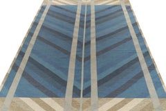 Rug & Kilim's Scandinavian Style Kilim Rug in Blue, Beige-Gray Chevron Pattern