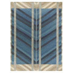 Rug & Kilim's Scandinavian Style Kilim Rug in Blue, Beige-Gray Chevron Pattern