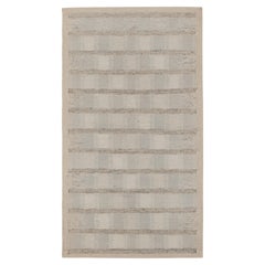 Rug & Kilim's Scandinavian Style Kilim Rug in Blue, White Geometric Pattern