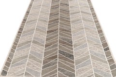 Rug & Kilim's Scandinavian Style Kilim Rug in Brown and Geometric Pattern