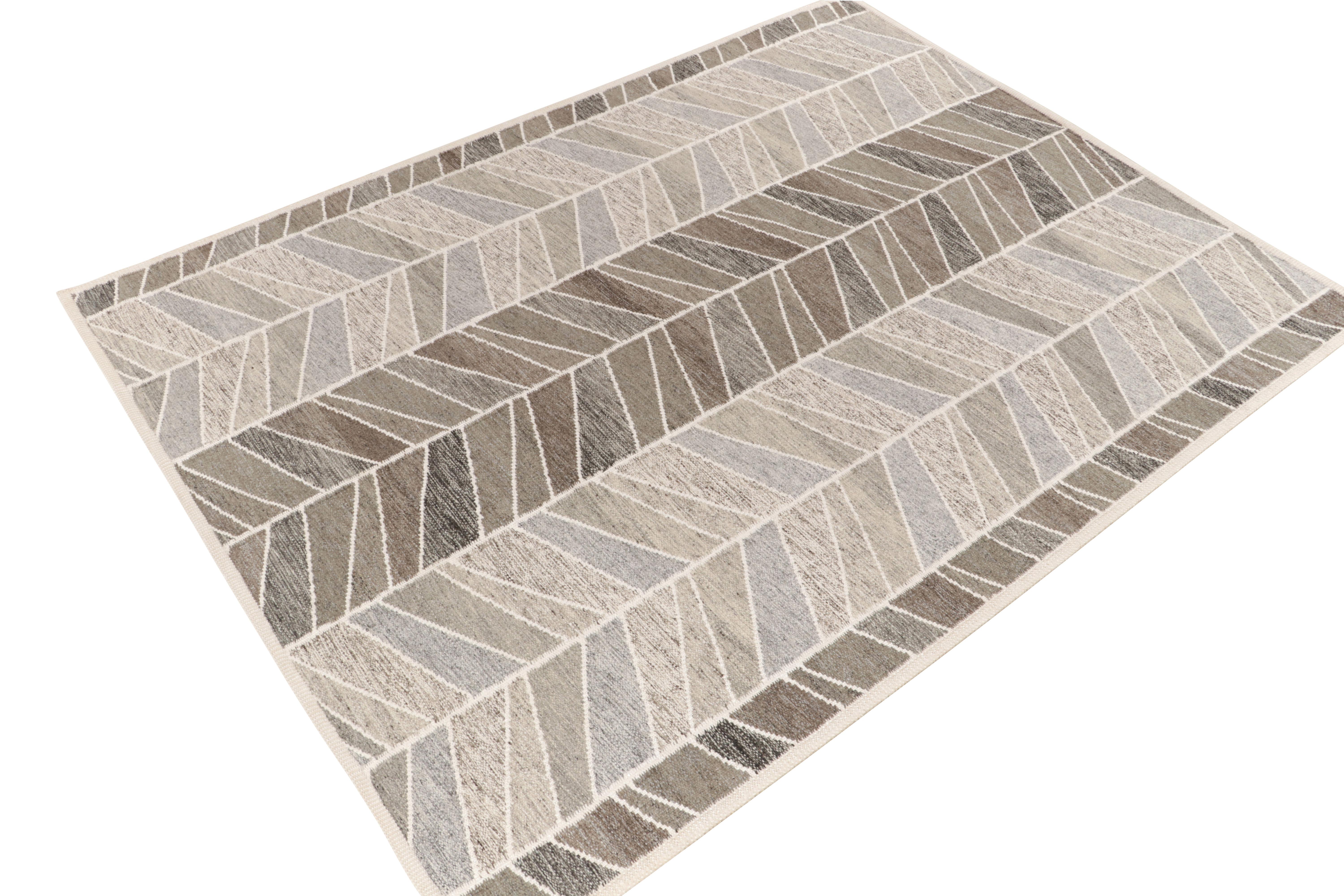 Teppich & Kelim-Teppich im skandinavischen Stil aus braunem und geometrischem Muster (Skandinavische Moderne) im Angebot