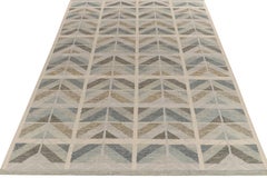 Rug & Kilim's Scandinavian Style Kilim Rug in Gray, Beige & Blue Chevrons