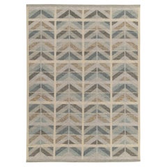 Tapis et chevrons Kilim de style scandinave gris, beige et bleu