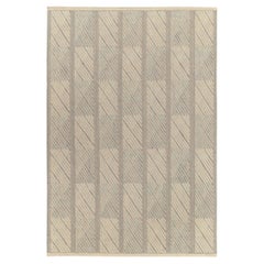 Teppich & Kelim-Teppich im skandinavischen Stil in Grau & Beige mit geometrischem Muster