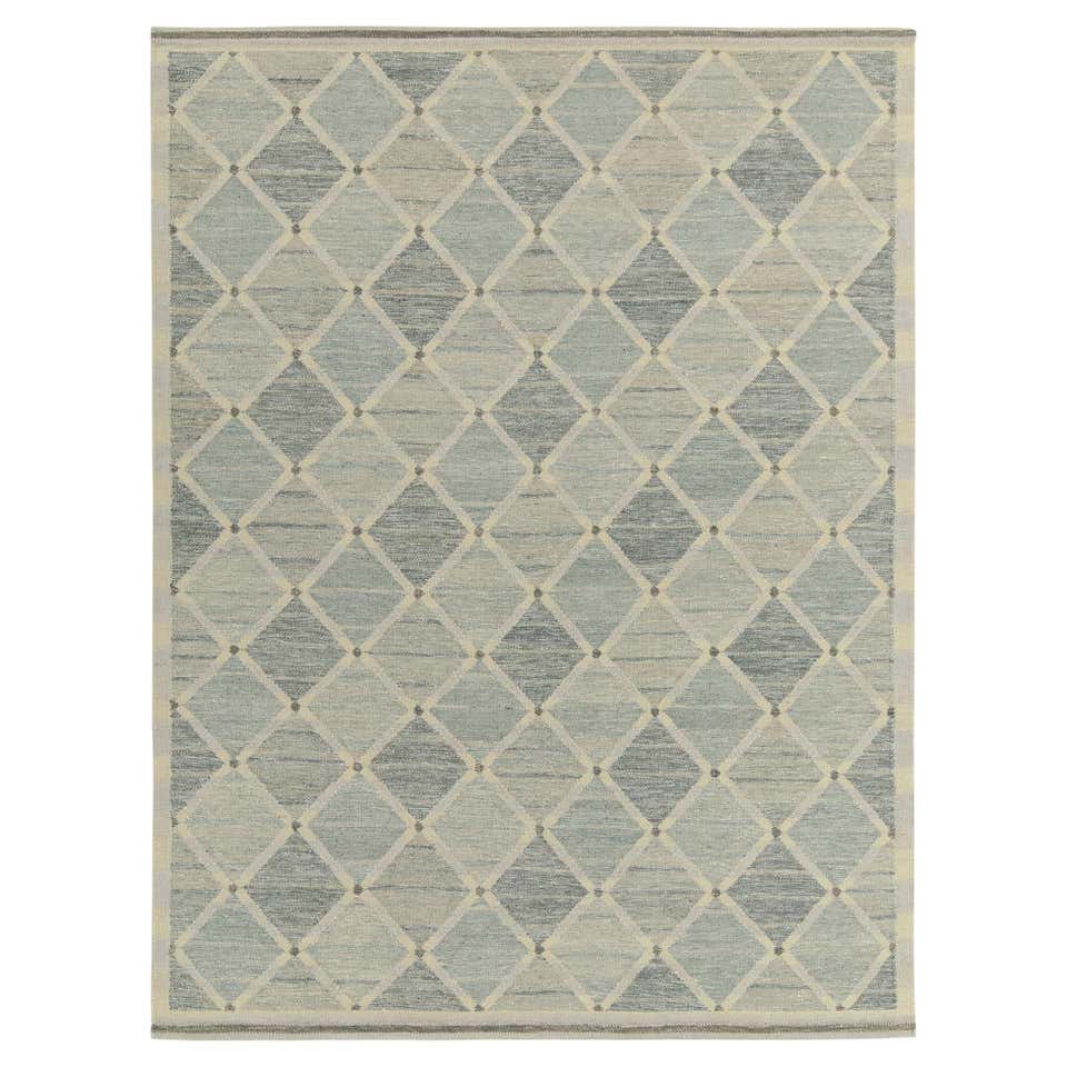 Rug and Kilim’s Scandinavian-Inspired Silver-Gray and Blue Wool Kilim ...