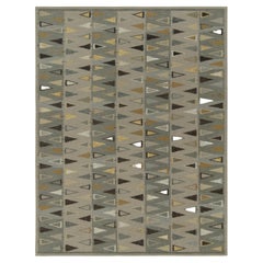 Teppich und Kelim-Teppich im skandinavischen Stil in Grau mit Ocker-Dreieck-Muster