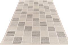 Rug & Kilim's Scandinavian Style Kilim Rug in Gray, Off-White Geometric Pattern