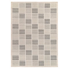 Rug & Kilim's Scandinavian Style Kilim Rug in Gray, Off-White Geometric Pattern