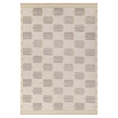 Teppich & Kelim-Teppich im skandinavischen Stil in Grau, Off-White mit geometrischem Muster