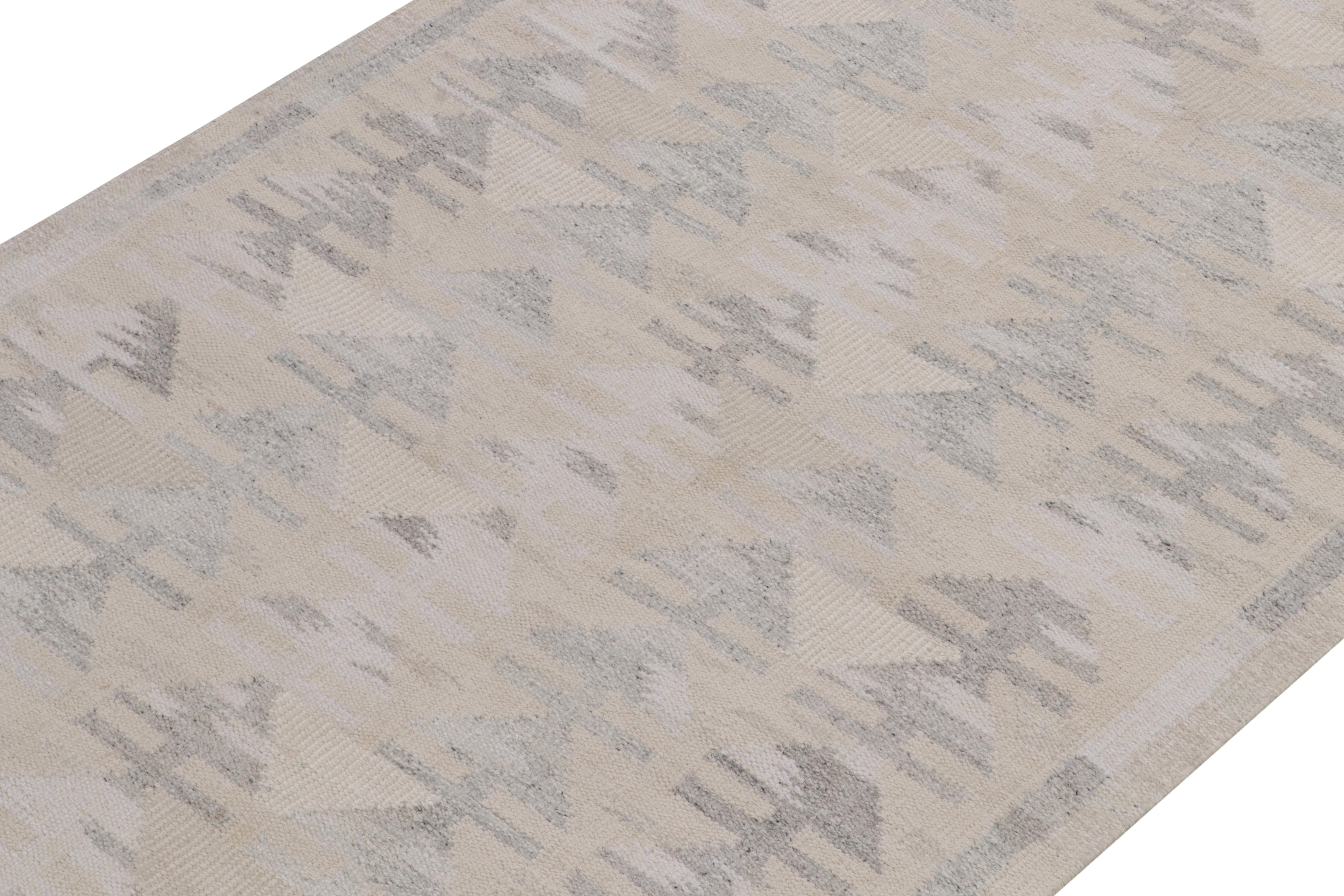 Teppich & Kelim-Teppich im skandinavischen Stil in Grau & Weiß mit geometrischem Muster (Indisch) im Angebot