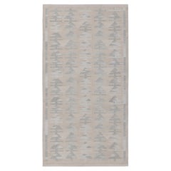Rug & Kilim's Scandinavian Style Kilim Rug in Gray & White Geometric Pattern