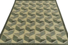 Rug & Kilim's Scandinavian Style Kilim Rug in Green & Gray Geometric Pattern