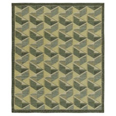 Tapis et tapis Kilim de style scandinave vert et gris à motif géométrique