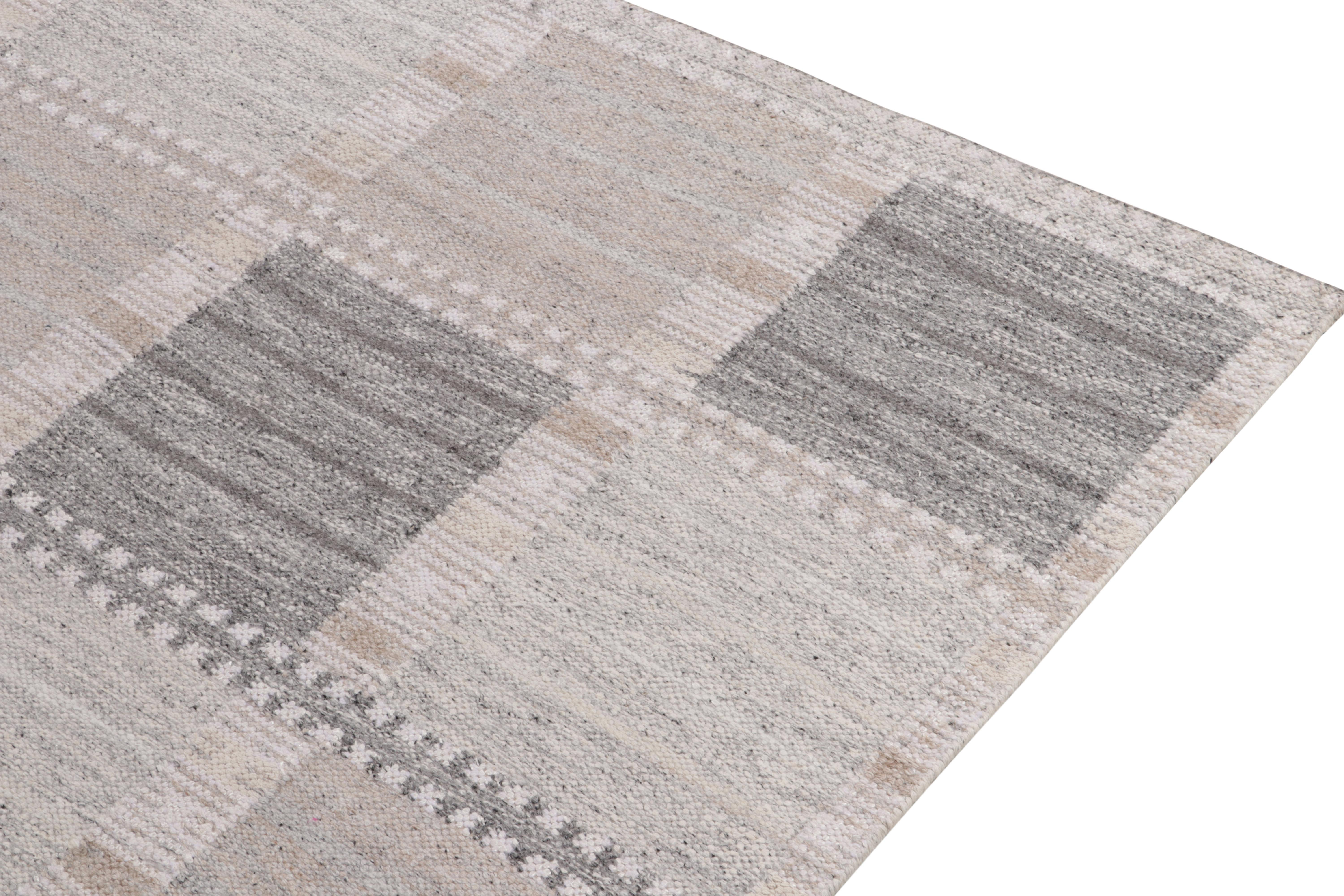 Teppich & Kelim-Teppich im skandinavischen Stil in Grau, geometrisches Steinmuster im Zustand „Neu“ im Angebot in Long Island City, NY