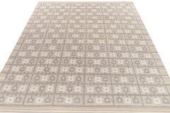 Rug & Kilim's Scandinavian Style Kilim rug in Greige, White Geometric pattern