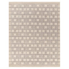 Rug & Kilim's Scandinavian Style Kilim rug in Greige, White Geometric pattern