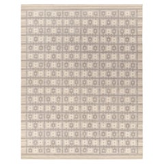 Tapis et tapis Kilim de style scandinave en gris, motif géométrique blanc