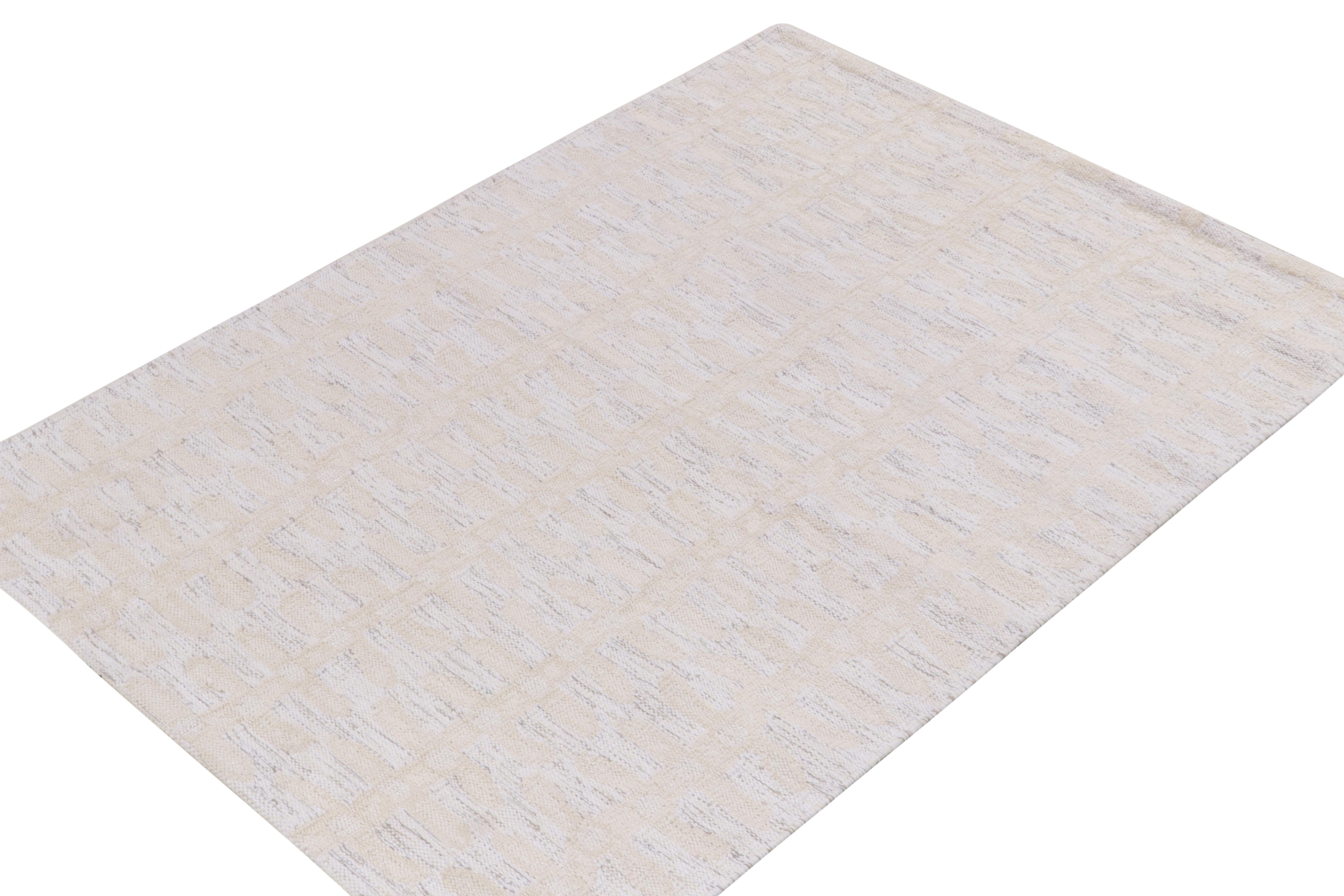 Scandinavo moderno Tappeto Kilim in stile scandinavo con motivo geometrico grigio e bianco di Rug & Kilim in vendita