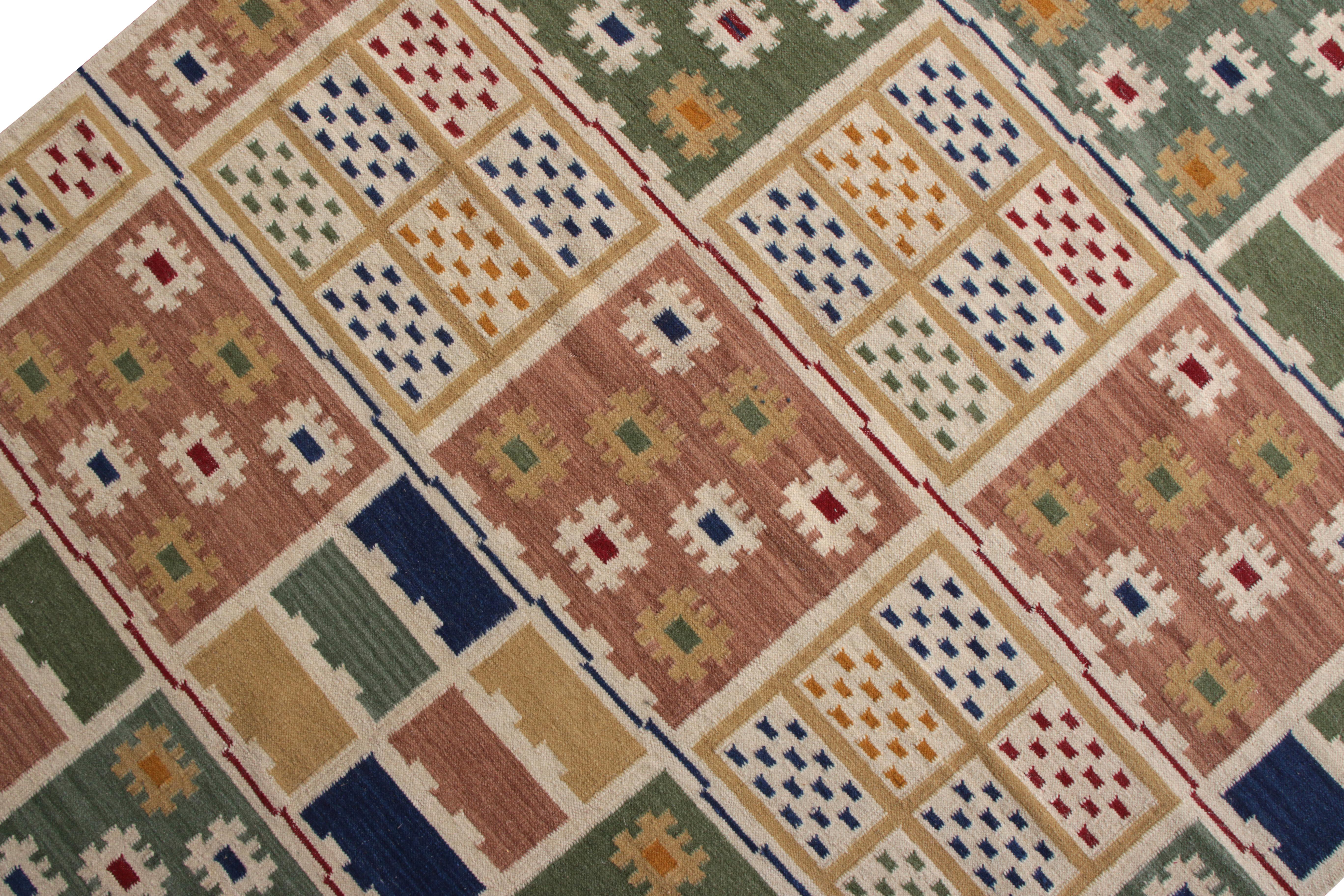Indian Scandinavian Style Kilim Rug in Multi-Color Geometric Pattern by Rug & Kilim
