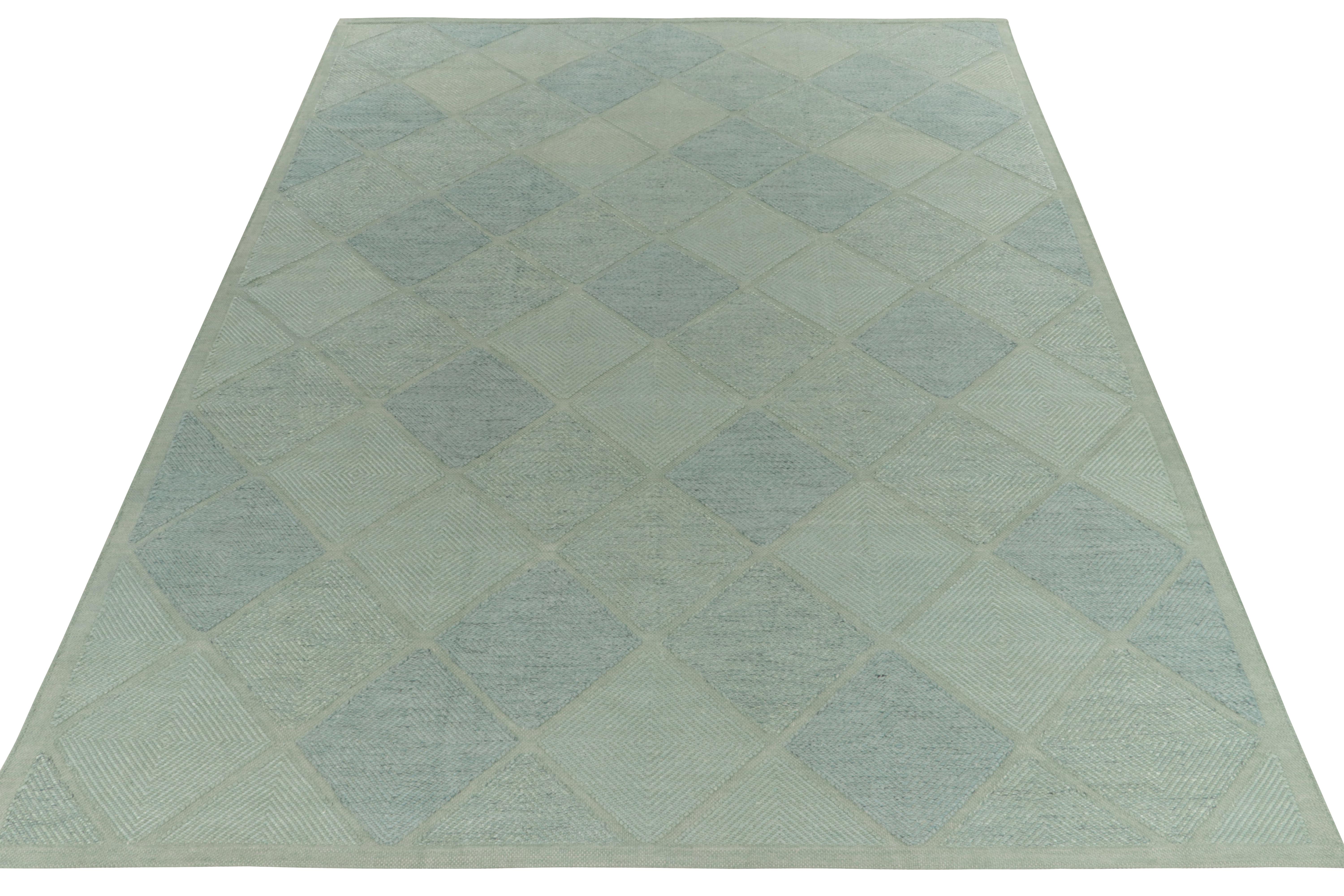 Rug & Kilim presents this exquisite 10x14 Scandinavian kilim from the Morocco line of the award-winning flat weave texture; a unique contemporary approach to Swedish Modernism. The handwoven piece flows in an all over diamond pattern in a delightful
