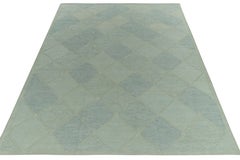 Rug & Kilim's Scandinavian Style Kilim Rug in Seafoam Blue Geometric Pattern