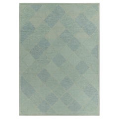 Rug & Kilim's Scandinavian Style Kilim Rug in Seafoam Blue Geometric Pattern