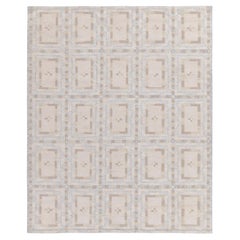 Scandinavian Style Kilim Rug in White, Beige Geometric Pattern by Rug & Kilim