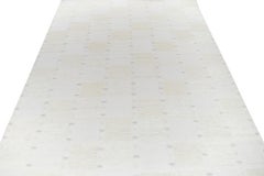Rug & Kilim's Scandinavian Style Kilim Rug in White, Blue Geometric Pattern