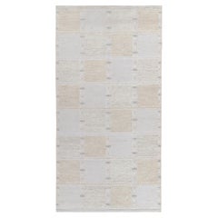 Rug & Kilim's Scandinavian Style Kilim Rug in White, Greige Geometric Pattern