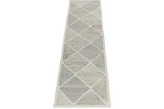 Rug & Kilim's Scandinavian Style Kilim Runner, Gray and White Diamond Pattern