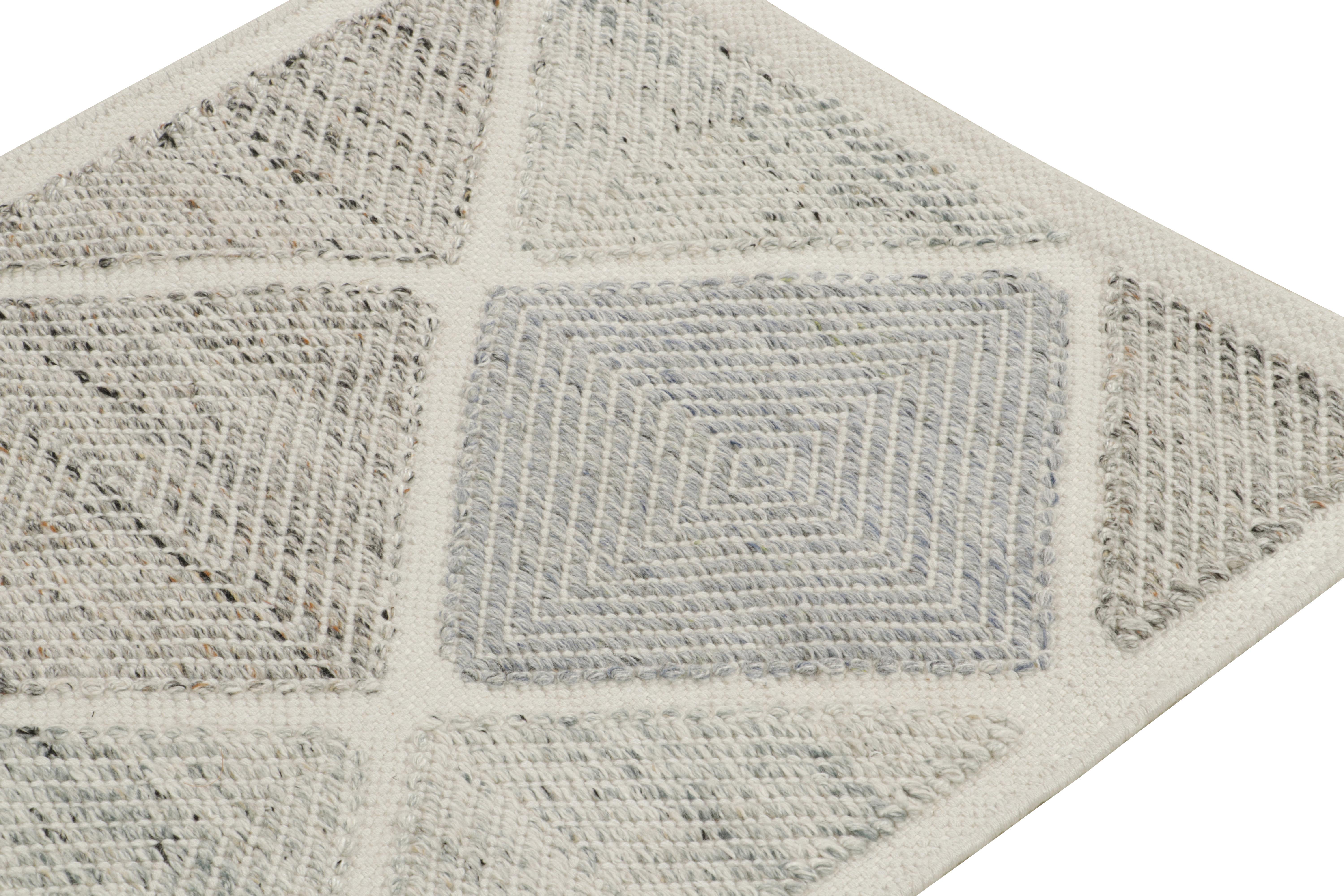 Kilim-Teppich & Kelim-Läufer im skandinavischen Stil, graues und weißes Diamantmuster (Handgeknüpft) im Angebot