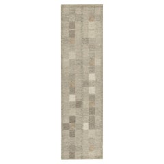 Teppich & Kelim-Läufer im skandinavischen Stil in Beige-Brown mit geometrischem Muster